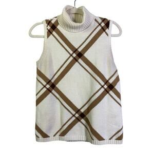LIZ CLAIBORNE LIZ SPORT Sweater Vest Vintage Small Turtle‎ Neck Preppy Classic